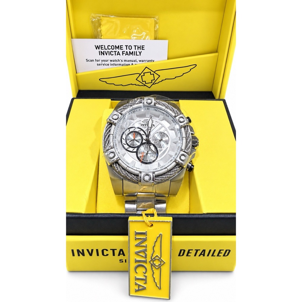 Invicta Bolt Valkir 69797 Men's 52mm Silver Steel Chronograph Quartz Watch New